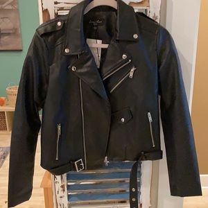 Nwt black faux leather Moto jacket. 🔥